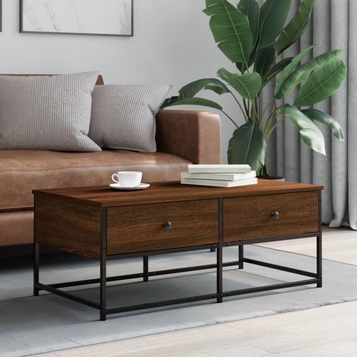 vidaXL Table basse chêne marron 100x51x40 cm bois dingénierie 833974
