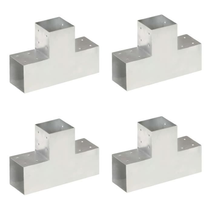 vidaXL Connecteurs de poteau Forme en T 101x101 mm Métal galvanisé