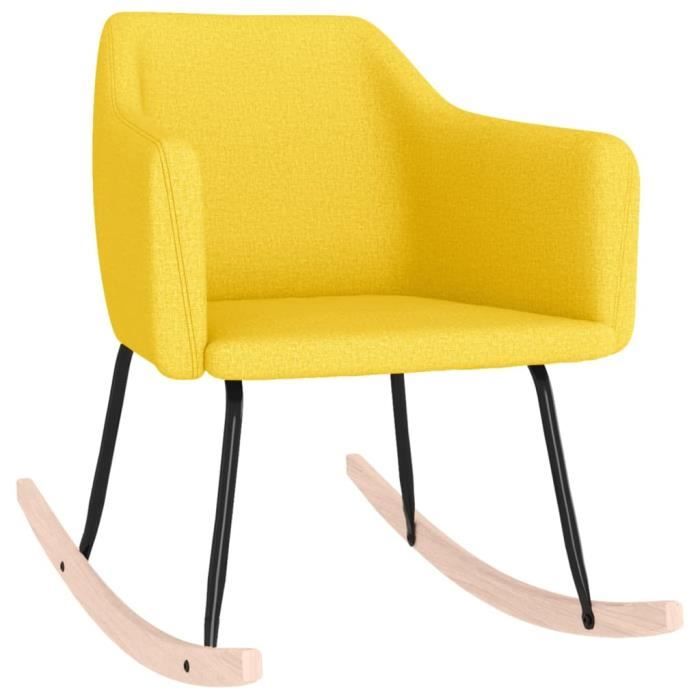 Fauteuil à Bascule En Tissu, Couleur Jaune Foncé, Neuf