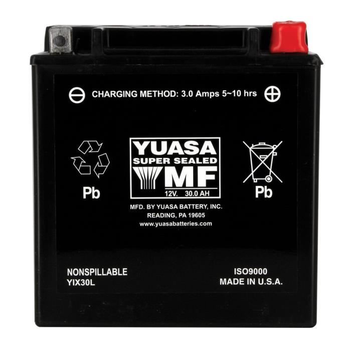 Batterie moto Yuasa YTX30L-BS / YIX30L étanche 12V / 30Ah