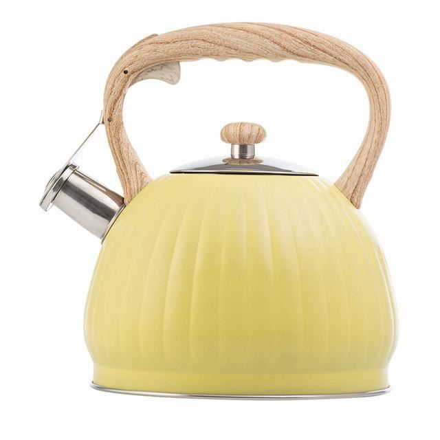 Bouilloire Sifflante 2,5L Acier Inoxydable - Poignée Anti-Brûlure Rétro Camping
