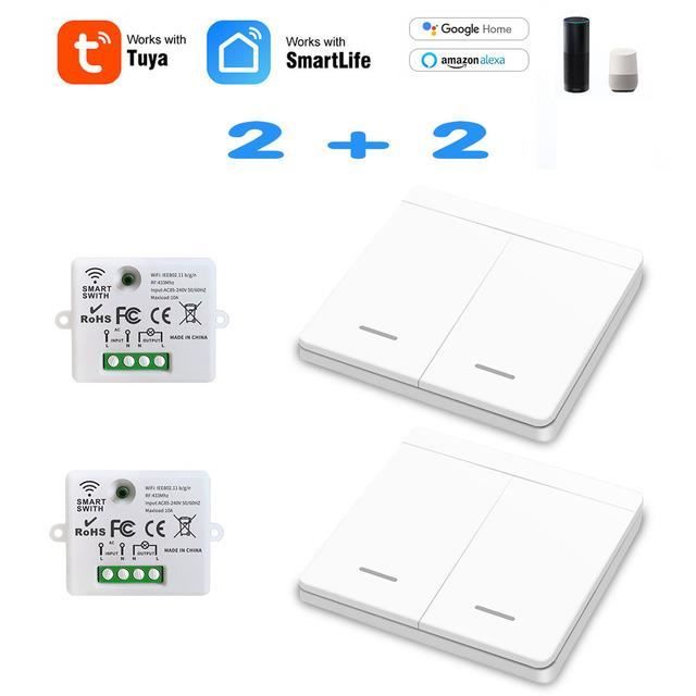 Module Interrupteur Intelligent GERUI - Wi-Fi Bluetooth - Compatible Alexa, Google Home
