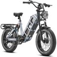 Vélo électrique EAHORA Juliet - Moteur1000W - Autonomie 190KM -SHIMANO 7 vitesses - Frein à huile - Batterie 48V60AH - Pneus20"-Bleu-1