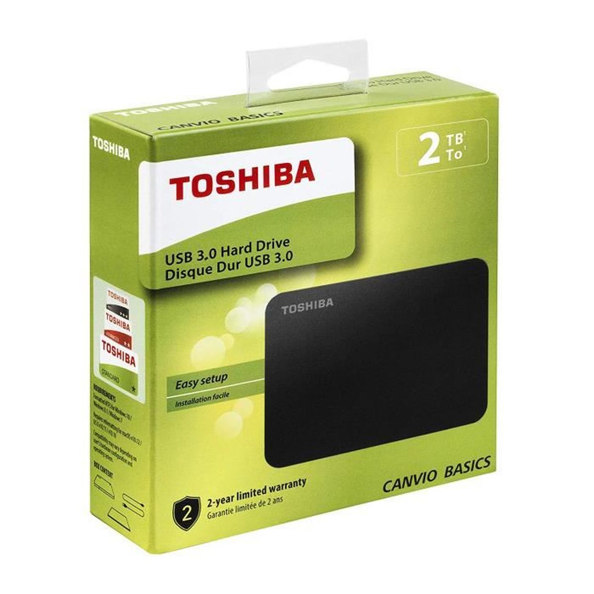 Toshiba Disque Dur Externe Canvio Basics 2 To Usb 3 0 1 Housse