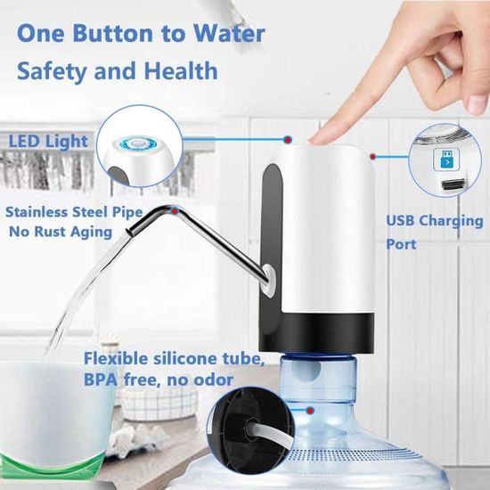 Pompe à eau pliante électrique, pompe à bouteille d'eau portable, distributeur  d'eau, chargement USB universel HI, 5 gallons - AliExpress