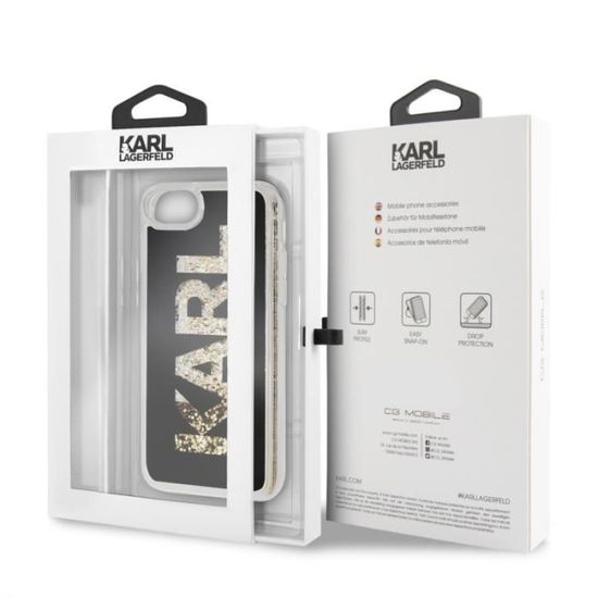 Coque Bi Matiere Fond Noir Et Lettres Karl En Paillettes Pour Apple Iphone 7 8 Karl Cdiscount Telephonie