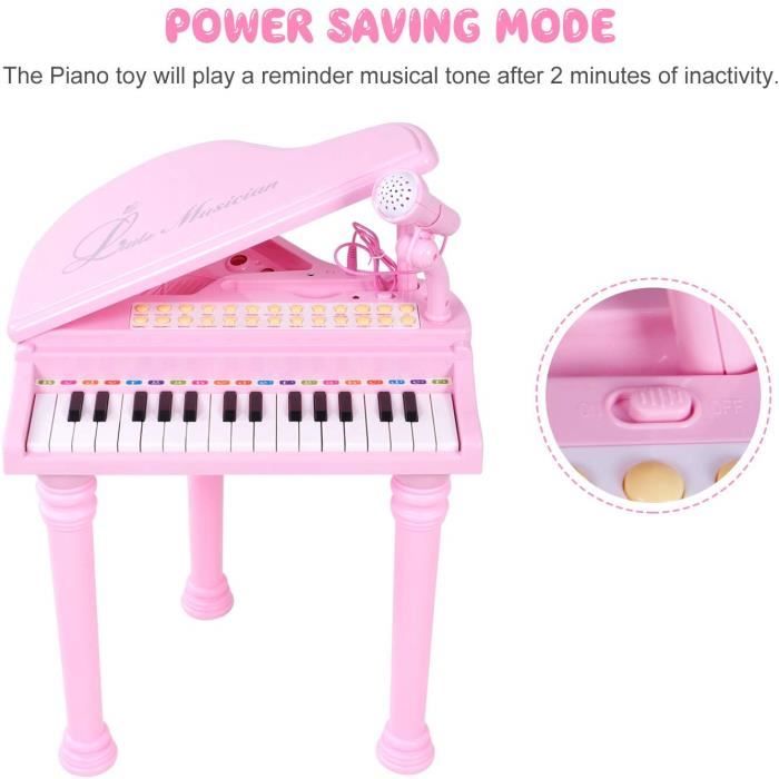 Dww-piano Enfant Fille 1 2 3 Ans, Piano Jouet Rose Bebe Avec Microphone-31  Touches Rose
