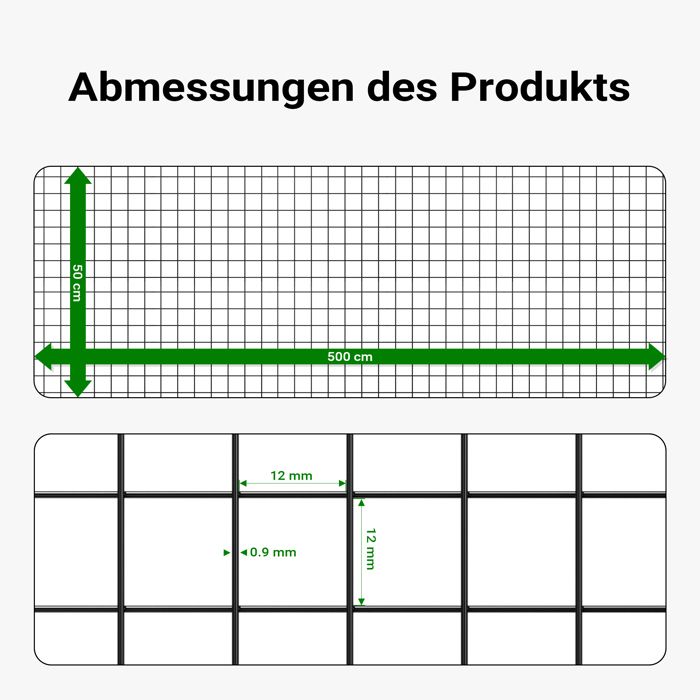 Rouleau Grillage Acier Galvanisé 25m X 50cm - Maille 12x12mm - PVC Vert - Pour Volière Ou Jardin