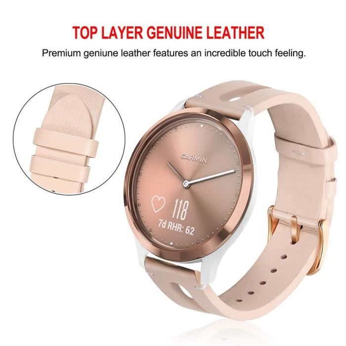 Pink Vivomove HR Bracelet de montre Floral en cuir v ritable pour