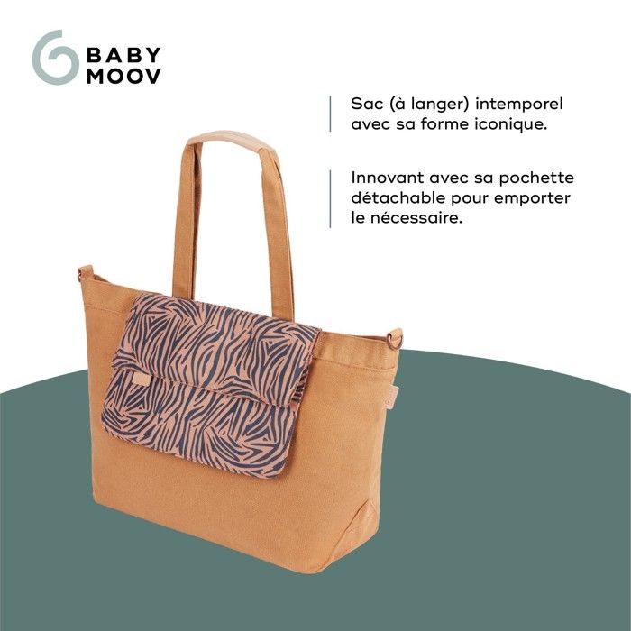 Babymoov Sac (à langer) Tote Bag Sac Cabas Grand Format de 35L (40L avec  souflet) Multiusages, Zebra