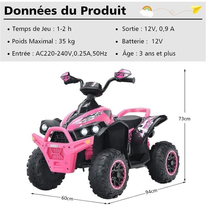 Voiture électrique Enfant 12V 4x4 - 2 Places, Télécommande Parentale, 3 Vitesses, Phares LED, Pour 3 Ans Et Plus