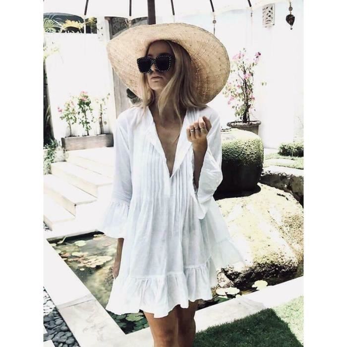 Robe chemise blanche mi longue clearance