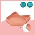 BABYMOOV Assiette compartimentée bébé ISY PLATE en silicone souple & solide, antidérapente, passe lave-vaisselle, renard terracotta-3