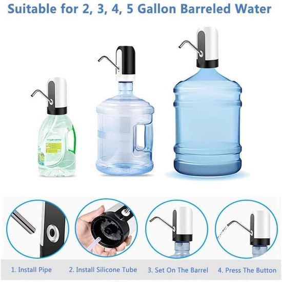 Pompe à eau pliante électrique, pompe à bouteille d'eau portable, distributeur  d'eau, chargement USB universel HI, 5 gallons - AliExpress