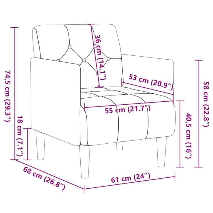 Fauteuil avec accoudoirs noir 55 cm - Dimensions L61x P68xH74.5 cm ...