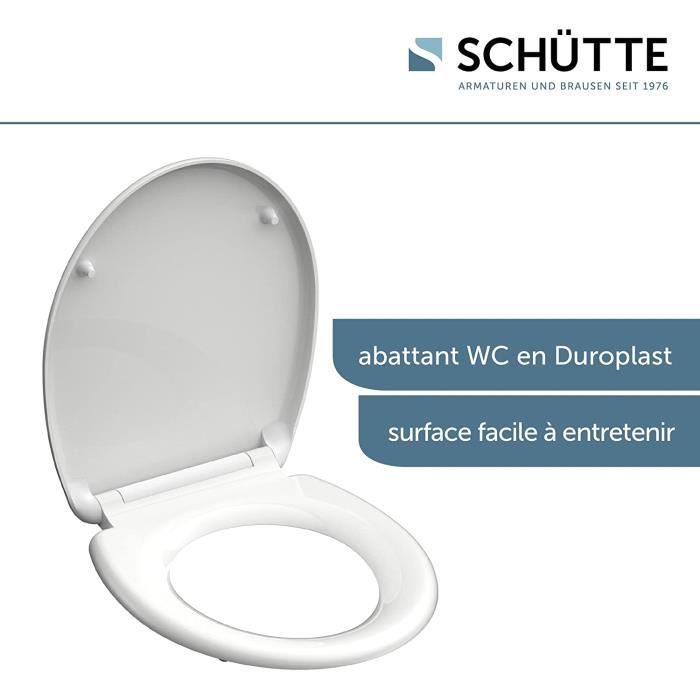 Siège de toilette-WC siège MDF blanc mat avec charnières métalliques.