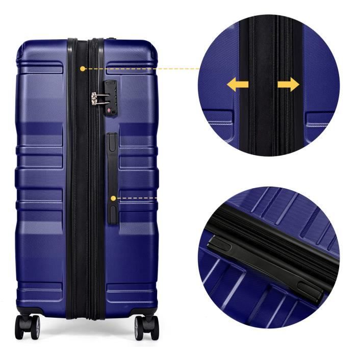 Valise Rigide ABS 4 Roues Pivotantes - Extensible, Sécurisée, Capacité 100L+