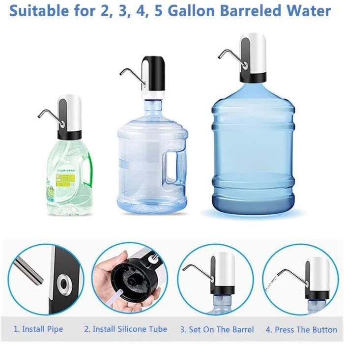 Pompe à eau de bouteille convient pour bouteille universelle de 2-5 gallons  bouteille, batterie rechargeable Usb charge automatique pompe à eau potable  portable eau électrique D