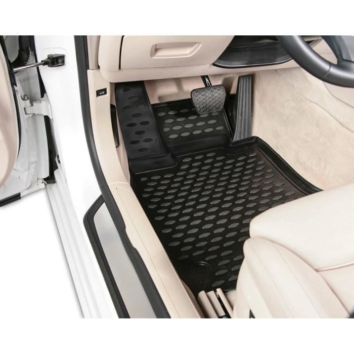 Kit Tapis De Sol 3D ELMASLINE Pour Porsche Cayenne (2017+) - Caoutchouc TPE, Noir, 4 Pièces, Protection Haute Bordure