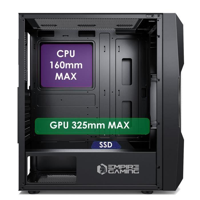 EMPIRE GAMING - Onyx Boitier PC Gamer ARGB - Moyenne Tour ATX/Micro-ATX - 4  Ventilateurs LED RGB Adressables (1 x200mm et 3 x120mm) - Cdiscount  Informatique
