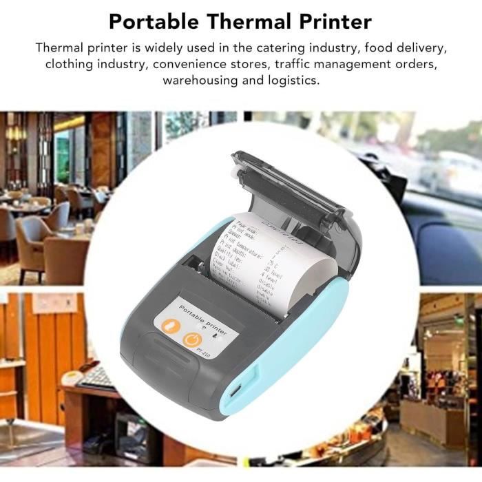 Imprimante thermique Bluetooth de 58 mm, mini imprimante de reçus sans fil  POS pour l'industrie du vêtement et les dépanneurs, imprimante de reçus