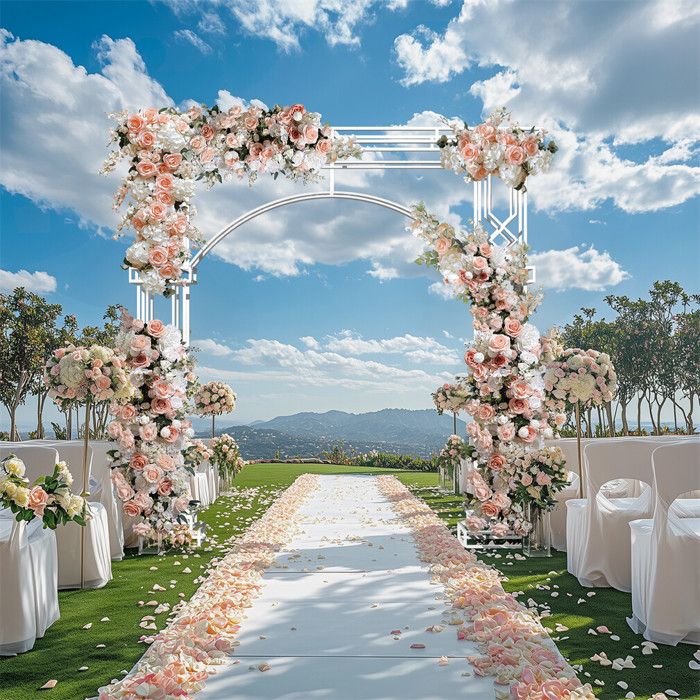 Arche de Mariage en Métal Blanc - pour Décoration de Mariage Ceremonie