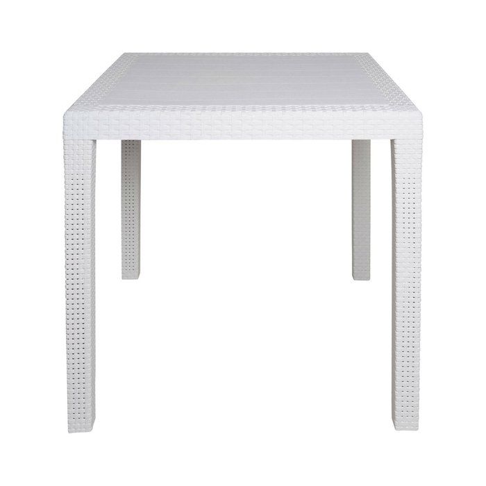 Tomaino Table Jardin Plastique Carrée Effet Rotin - 4 Places Extérieur, Noir, Résistante UV