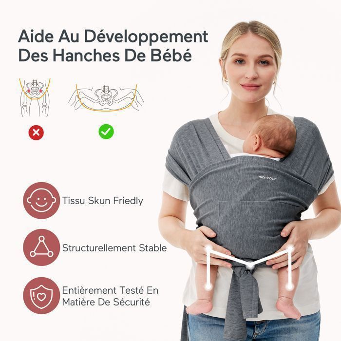 Écharpe De Portage élastique Dams - Coton Respirant, De La Naissance à 15,9 Kg | Portage Physiologique, Allaitement, Lavable, Pour Parents Débutants