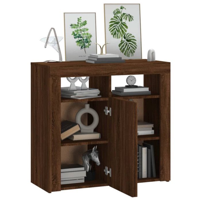 Buffet Haut VidaXL En Bois D'ingénierie Chêne Fumé 62x32x103.5 Cm - Meuble De Rangement Industriel Pour Salon