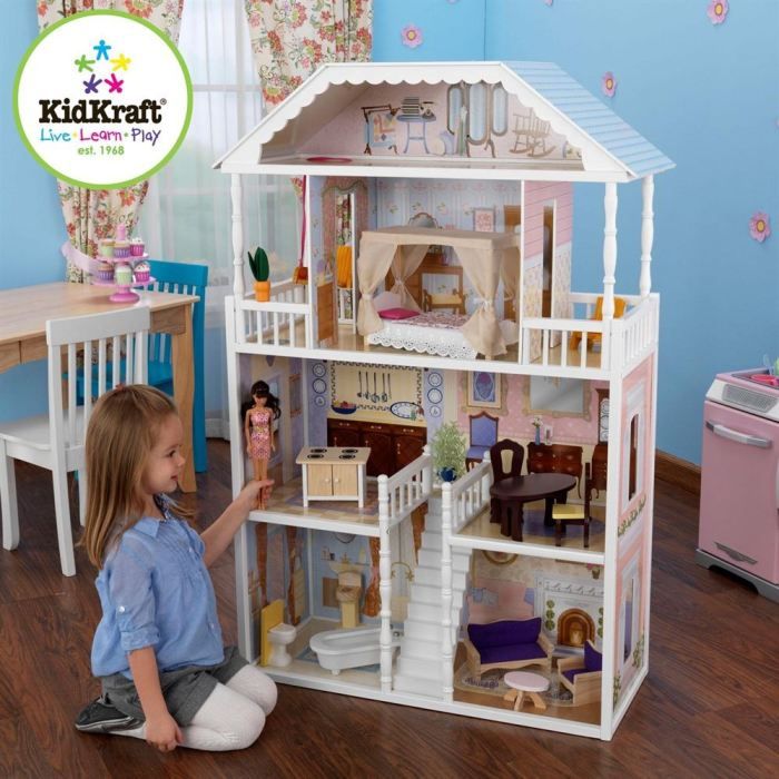 KIDKRAFT - Maison de poupées Kayla en bois + 11 pièces - Rose - Cdiscount  Jeux - Jouets