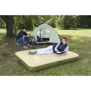 Matelas Gonflable Double Avec Pompe à Pied Intégrée - Dimensions 191x136x22 Cm - Surface Floquée Douce - Pour Maison, Camping, Voyage - Anti-fuites