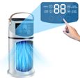 Mini climatiseur portable 4-en-1 – 9 vitesses, brumisation 3 buses, minuterie 8h, LED 7 couleurs – USB – Pour bureau, chambre, étude