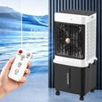 120 W Climatiseur portable sans fenêtre :réservoir d'eau amovible de 35L, 3 vitesses, télécommande, fourni avec cristaux de glace