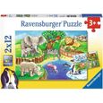 Puzzle Animaux du Zoo - Ravensburger - 2 puzzles de 12 pièces - Pour enfants dès 3 ans-0