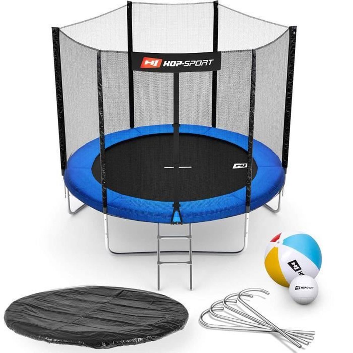 HS HopSport Trampoline rond de jardin 244 cm avec filet extérieur