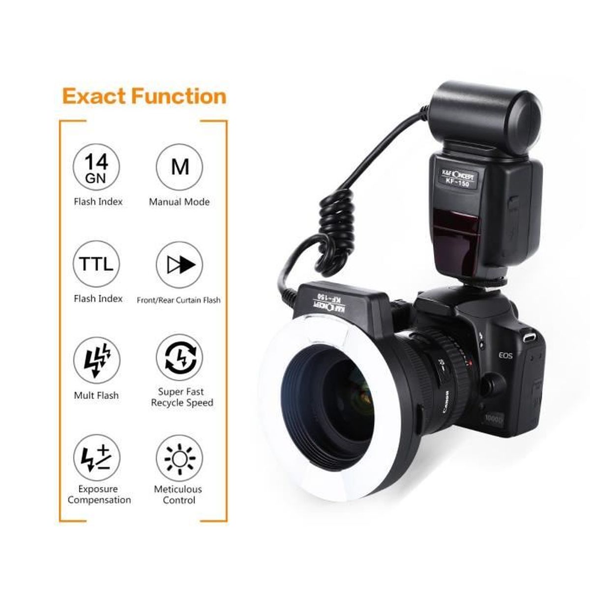 K&F Concept Flash Annulaire Canon Flash Macro Anneau pour Appareil Photo Canon SLR/DSLR 