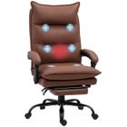 Fauteuil de bureau - Vinsetto - massant et chauffant - hauteur réglable, dossier inclinable - microfibre - 66x74x121,5cm - marron