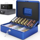 ACROPAQ Caisse monnaie 30x24x9cm- Coffret Monnaie en Acier- Monnayeur, 2 clés, Compartiments à monnaie- Poignée de Transport