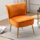WAHSON OFFICE CHAIRS Wahson Fauteuil de Salon Confortable en Velours, Scandinave avec Pied Doré, Chaise Salon Rembourrée pour Salon et Chambre, Orange