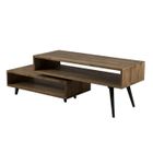 Meuble TV rotatif MACABANE ALIDA en bois teck recyclé - style industriel - 2 niches