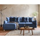 BESTMOBILIER Lena - canapé d'angle réversible 4 places - convertible avec coffre - en velours côtelé - Bleu