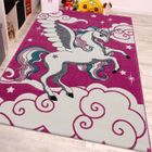 PHC Chambre d'enfant Tapis Pour Enfant La Petite Licorne En Rose Crème Turquoise [140x200 cm]