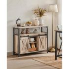 VASAGLE Buffet Cuisine, Commode, avec 2 Portes Coulissantes, 33 x 100 x 80 cm, Étagères Réglables, Marron Camel et Noir