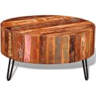 vidaXL Table basse ronde Bois massif de récupération