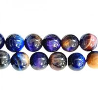 Fil de 60 perles rondes 6mm 6 mm en Oeil de Tigre galaxy teinté violet bleu