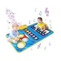 Tapis Musical Bébé, Tapis Piano&Tambour 2 en 1 Jouets d'éveil Tapis de Danse Batterie Enfant Instrument de Musique, Jeux Educatif
