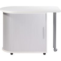 Bureau Informatique Blanc et Table Pivotante - Aluminium - L 105 x l 55 x H 74.7 cm