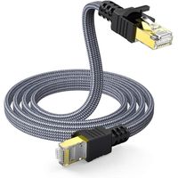 Ototon® 2M Plat Câble Ethernet Réseau Cat 7 Nylon RJ45 Haut Débit 10Gbps 600MHz STP LAN Câble Pour Routeur Modem TV Box PC - 2M