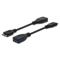 Cable adaptateur USB 3.0 OTG type micro B mâle / A femelle Noir 20 cm