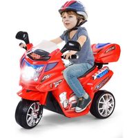 Moto Électrique Enfant 3 Roues - DREAMADE - Avec Phare, Musique et Boîte de Rangement - Rouge